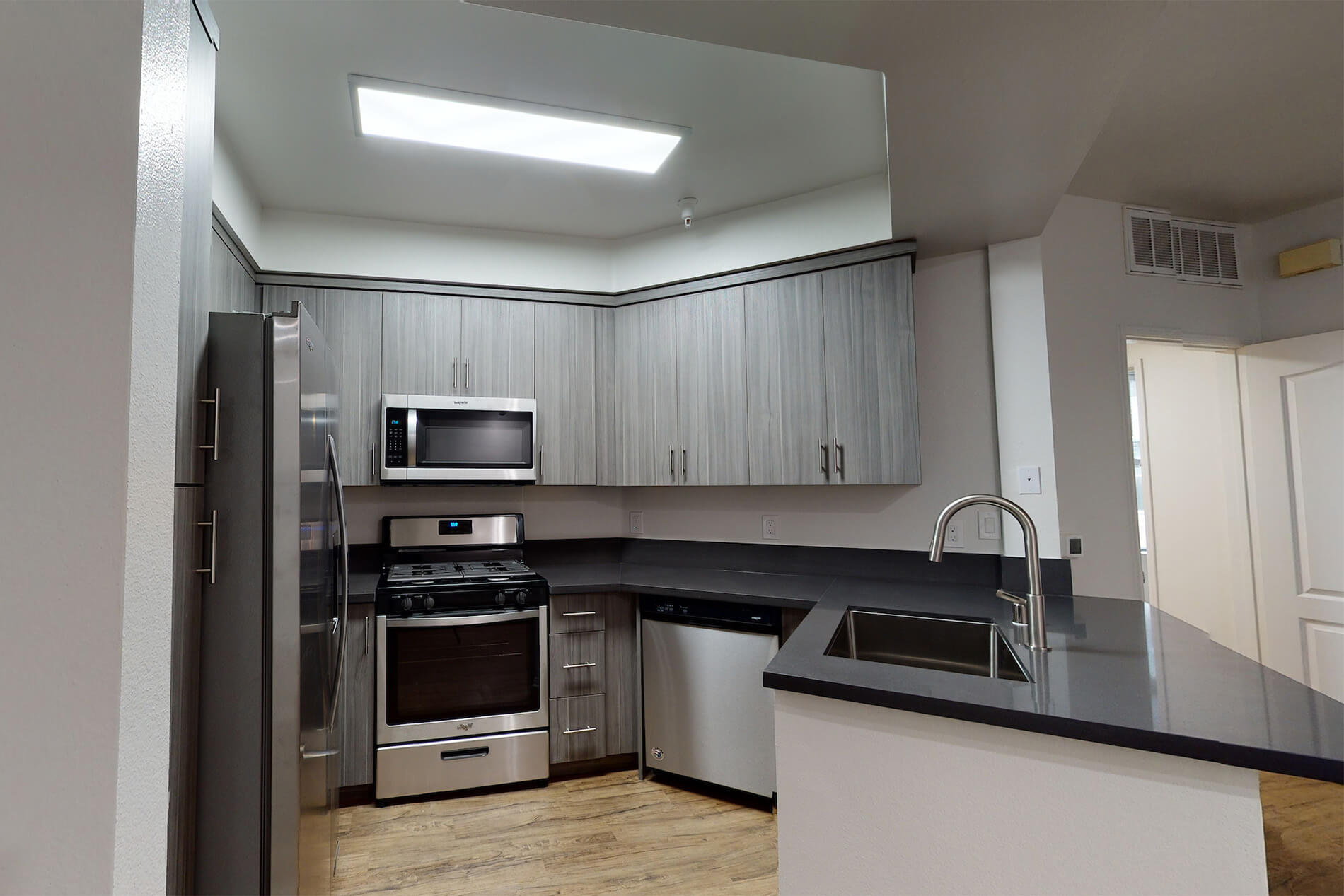 Westerly on lincoln slate grey cabinets in kitchen