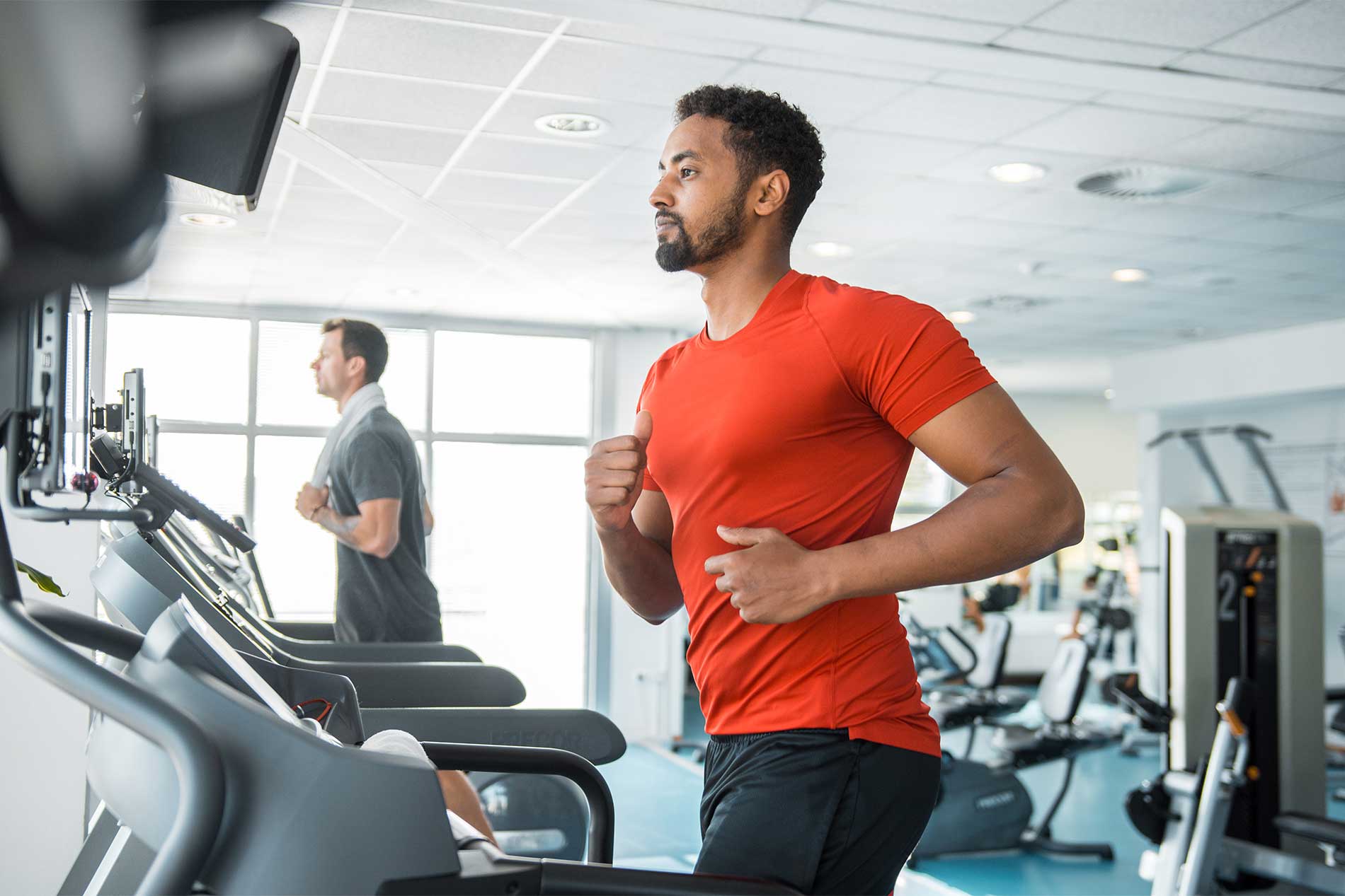 Man running on treadmill