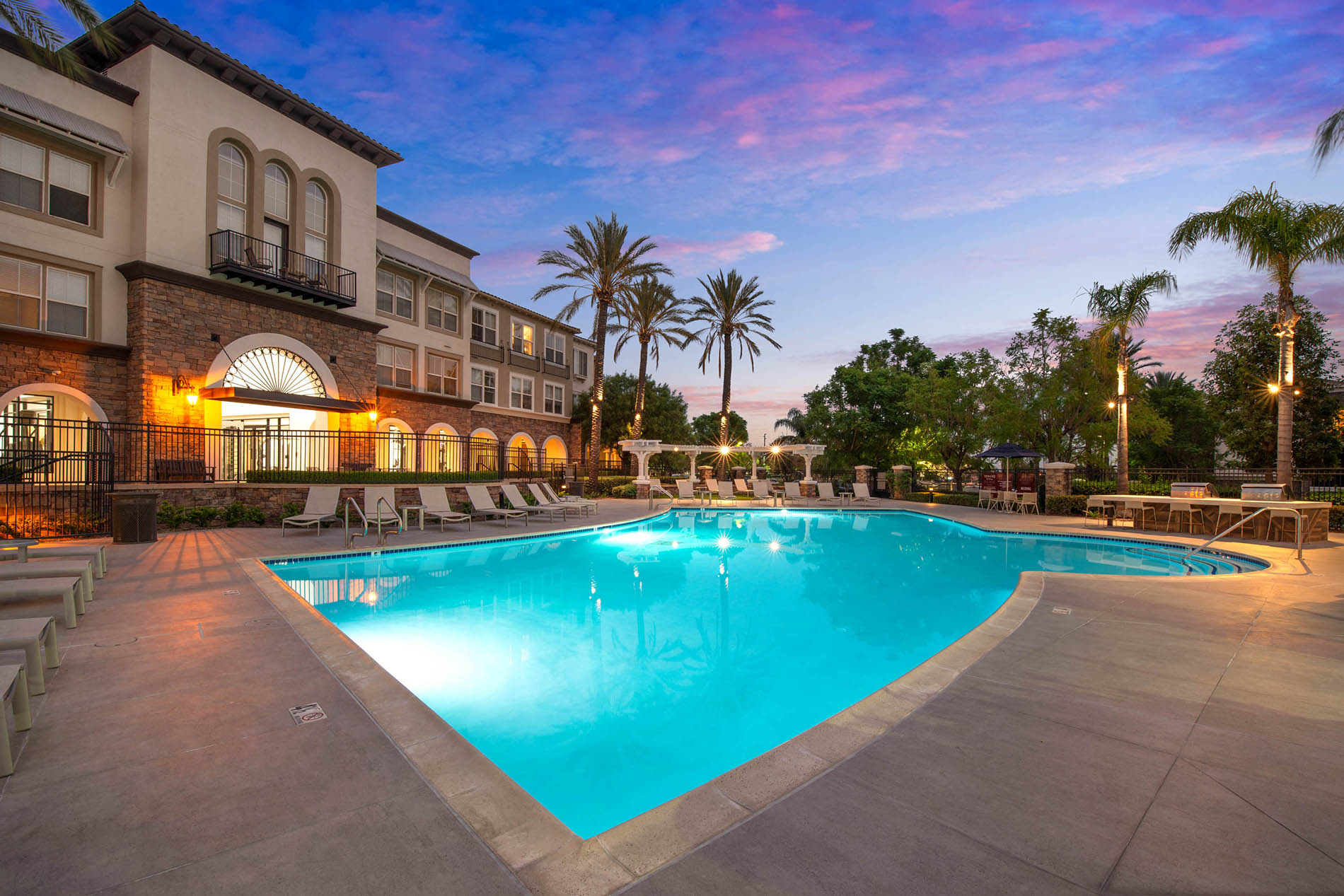 Pool at night time