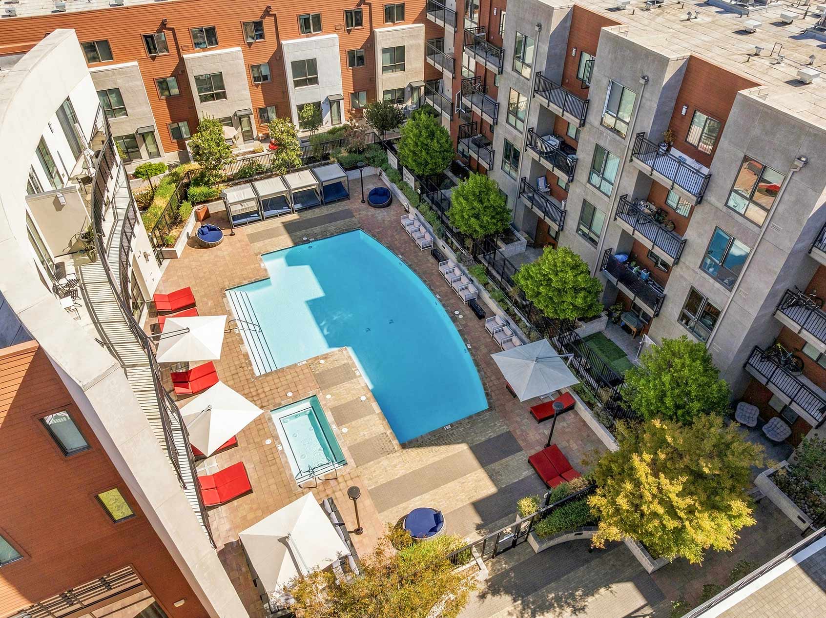 Verve aerial view of pool