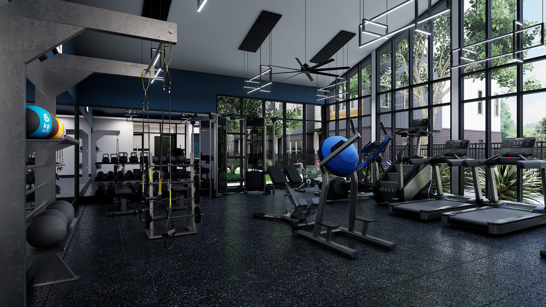 Villas At Fiori Rendering Clubhouse Fitness Strength
