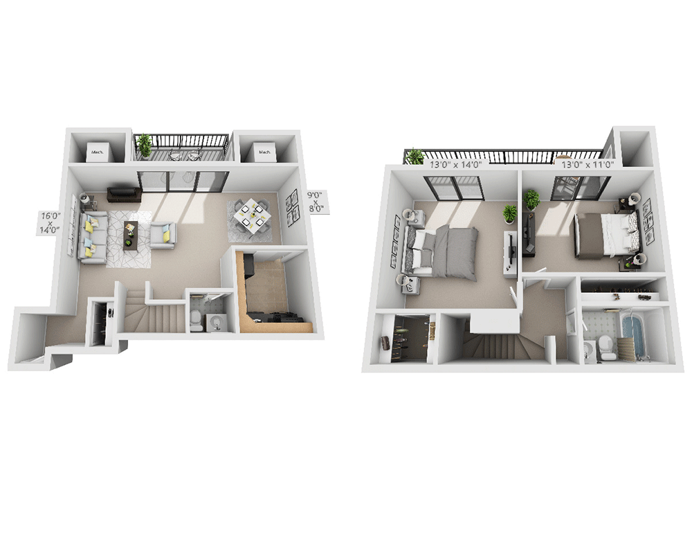 Garden (2 Bedroom Duplex)