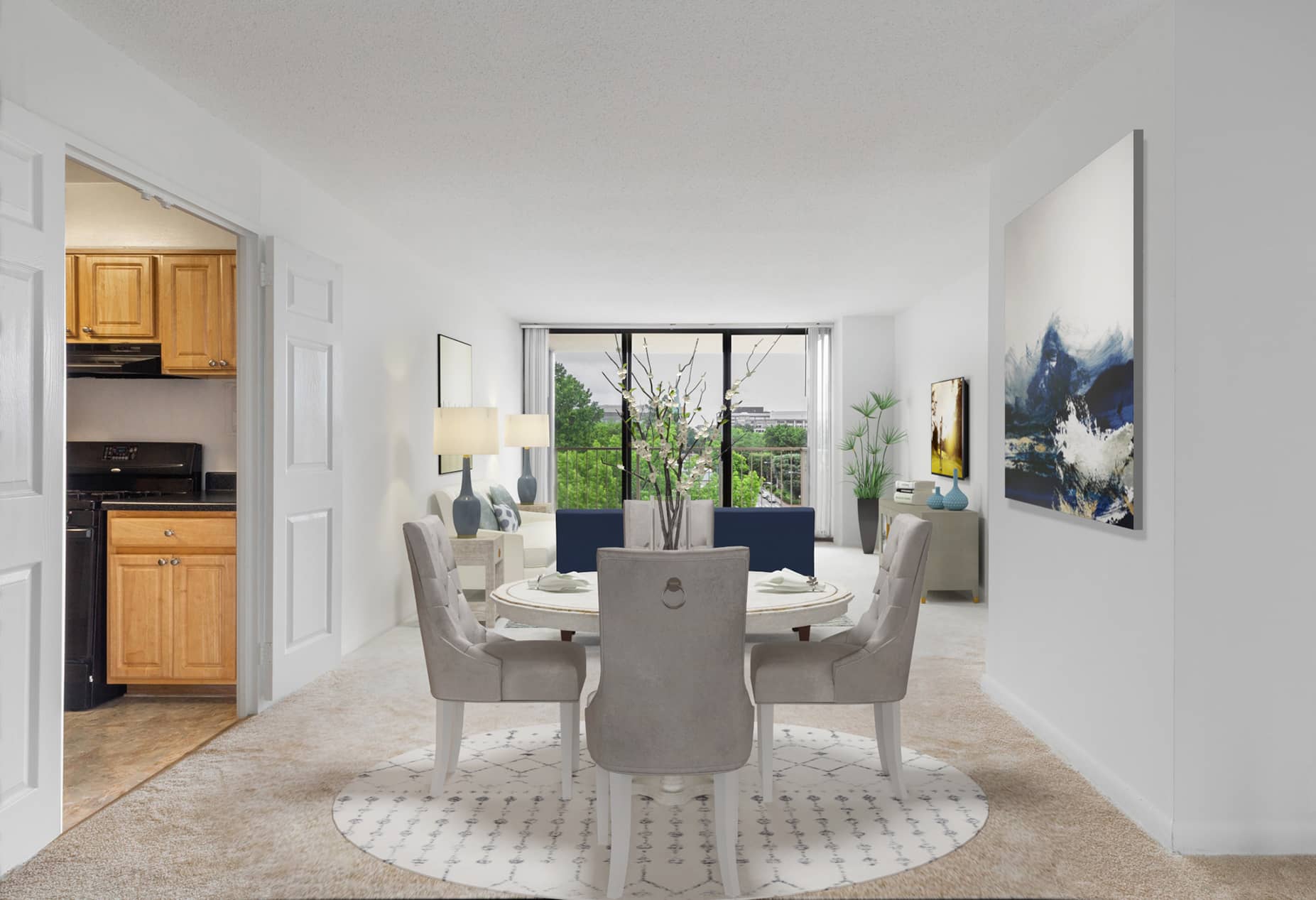 Waterside Towers Living Room staged by RooOmy