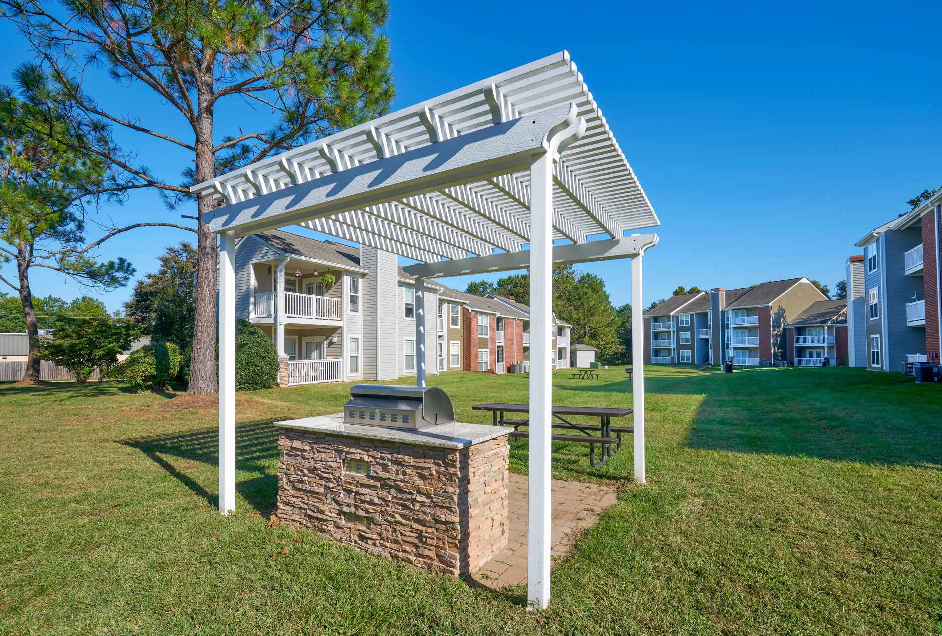 Wellington building exterior and grilling area