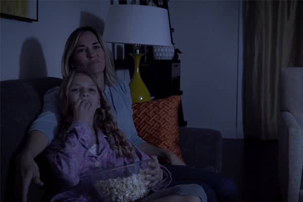 Mom and daughter on couch