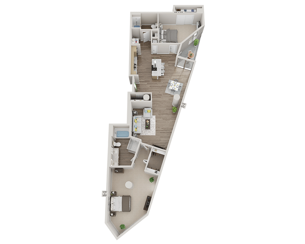 Two Bedroom B2Y floor plan