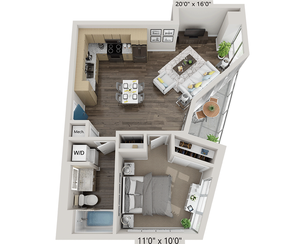 One Bedroom A1G floor plan