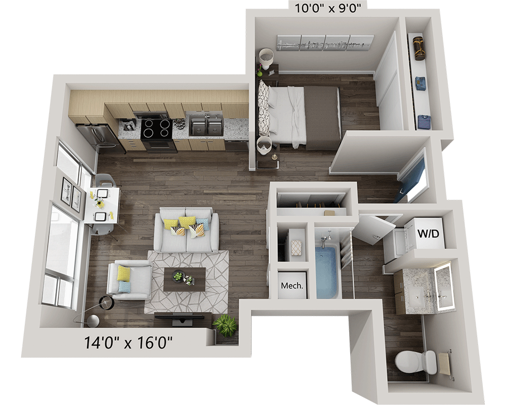 One Bedroom A1B floor plan