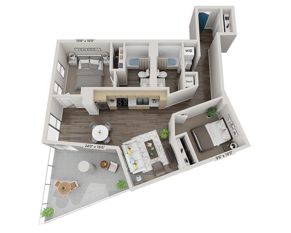 Two Bedroom B2E floor plan