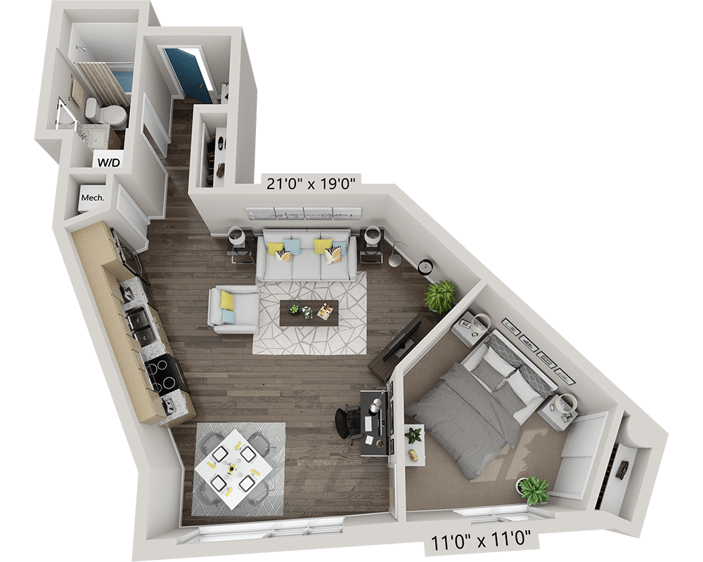 One Bedroom A1P floor plan