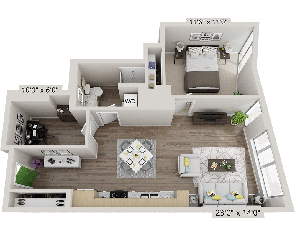 One Bedroom A1AD floor plan