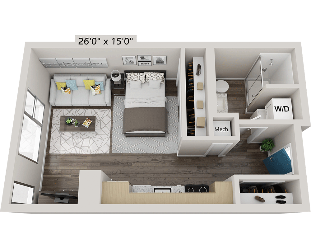 Studio E1C floor plan