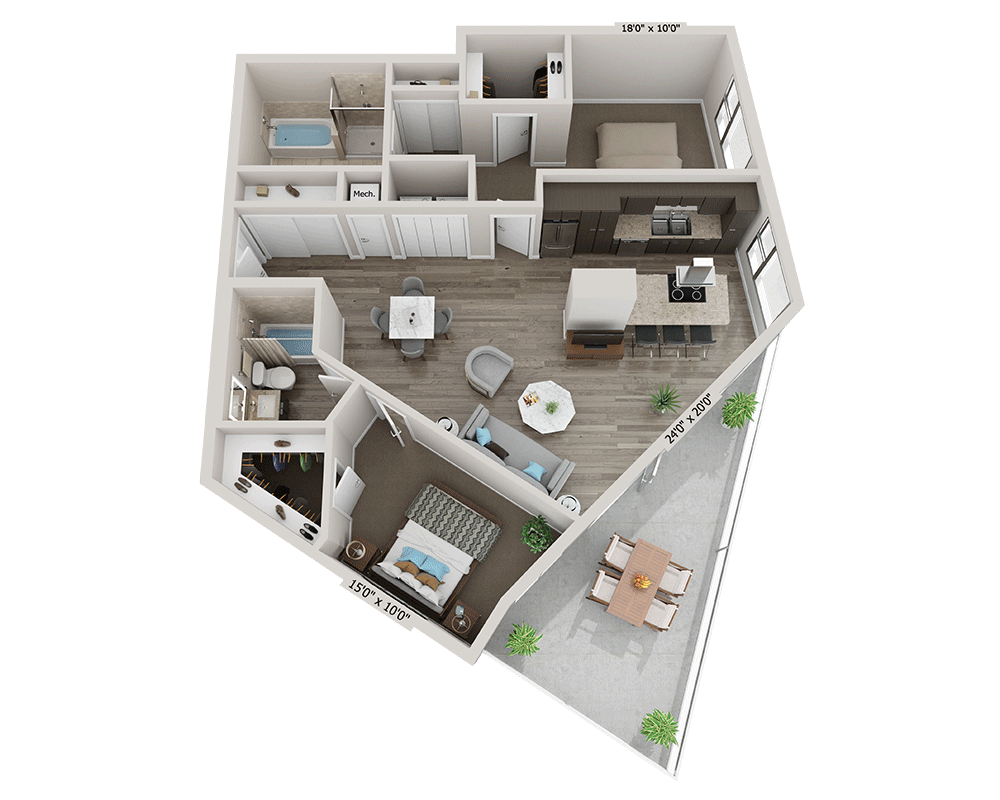 Two Bedroom B2AA floor plan