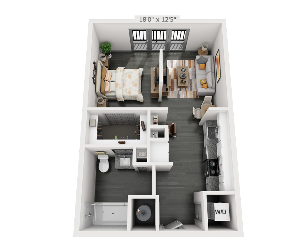 Studio E1B floor plan