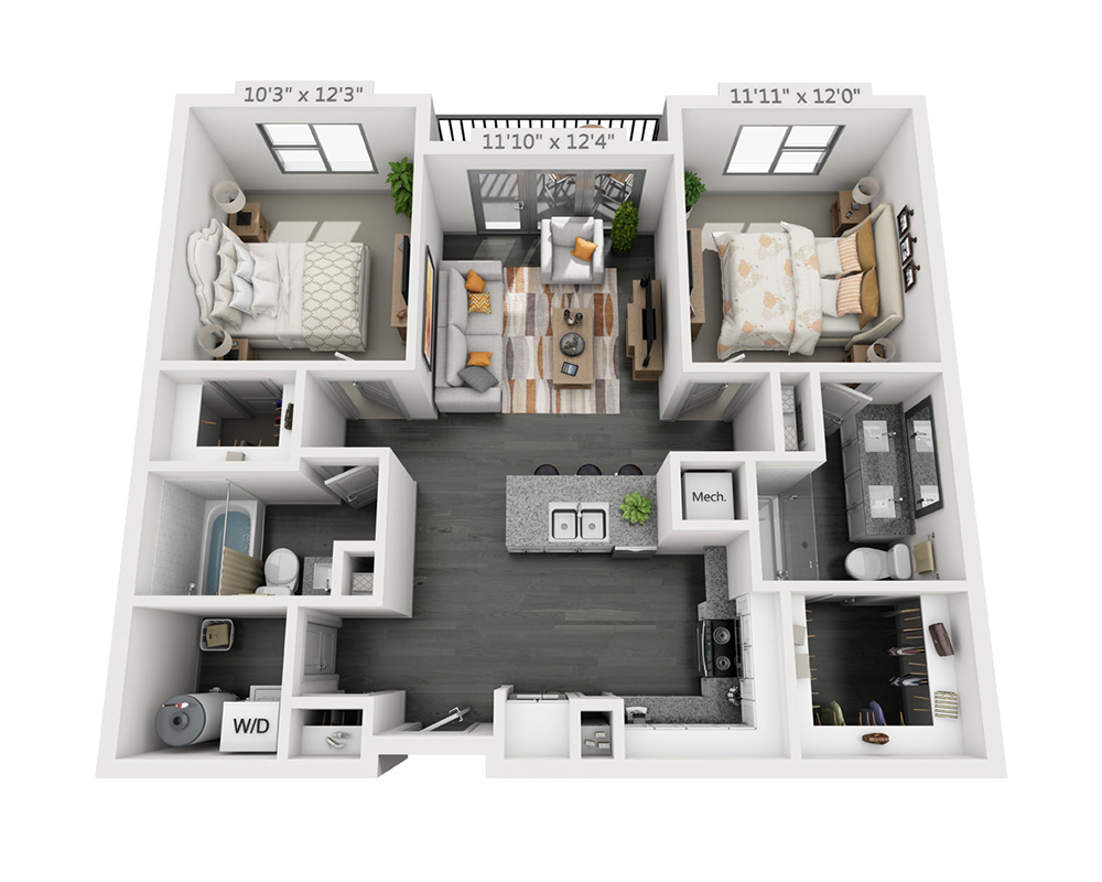 Two Bedroom B2C floor plan