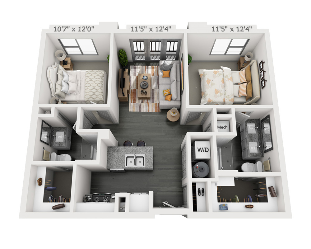 Two Bedroom B2B floor plan