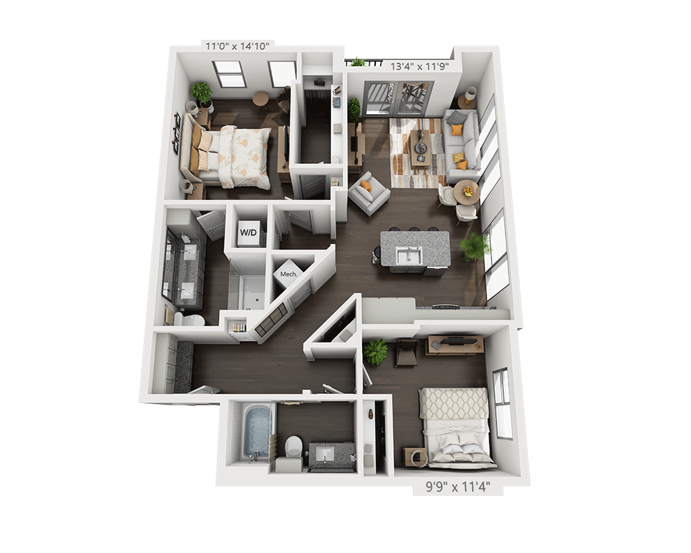 Two Bedroom B2G-II floor plan