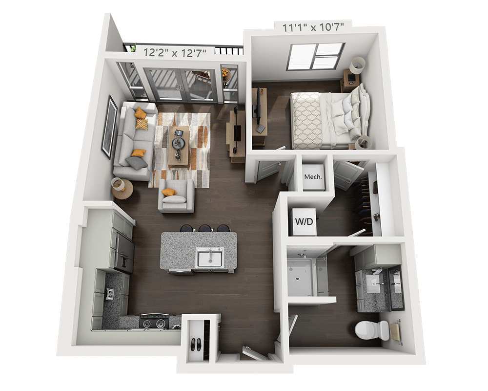 One Bedroom A1H-II floor plan