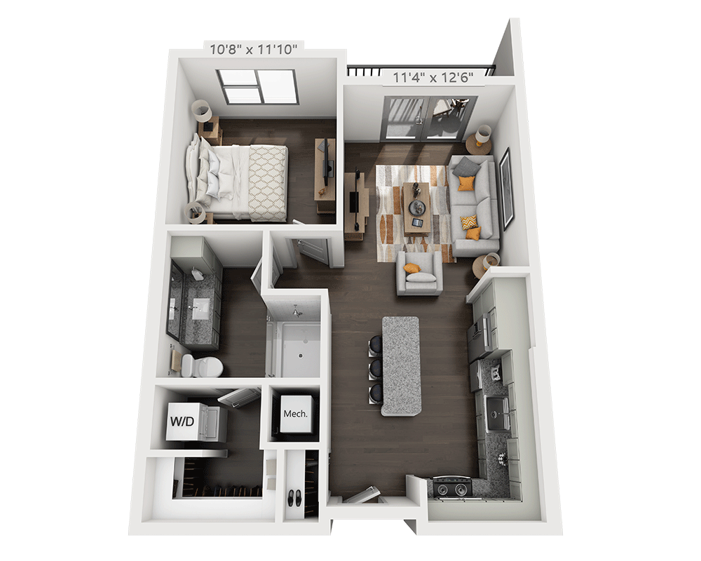 One Bedroom A1G-II floor plan