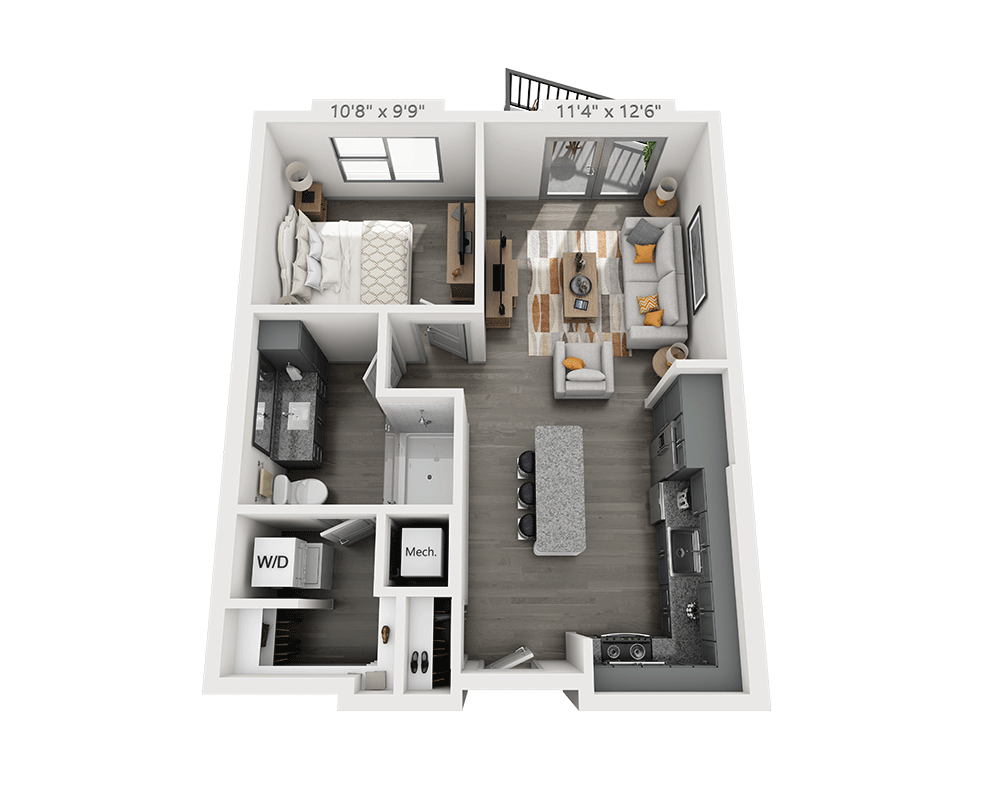 One Bedroom A1I-II floor plan