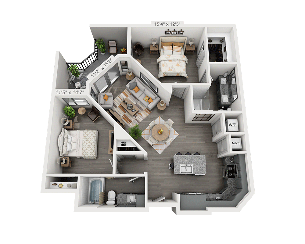 Two Bedroom B2I-II floor plan
