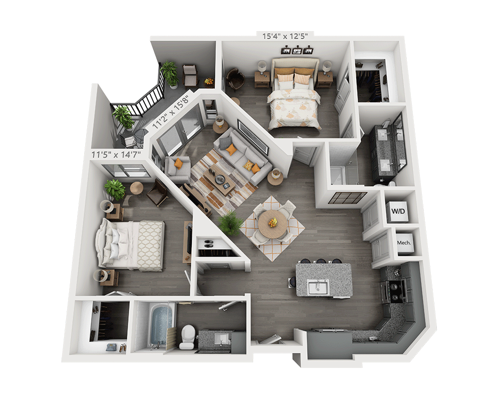 Two Bedroom B2K-II floor plan