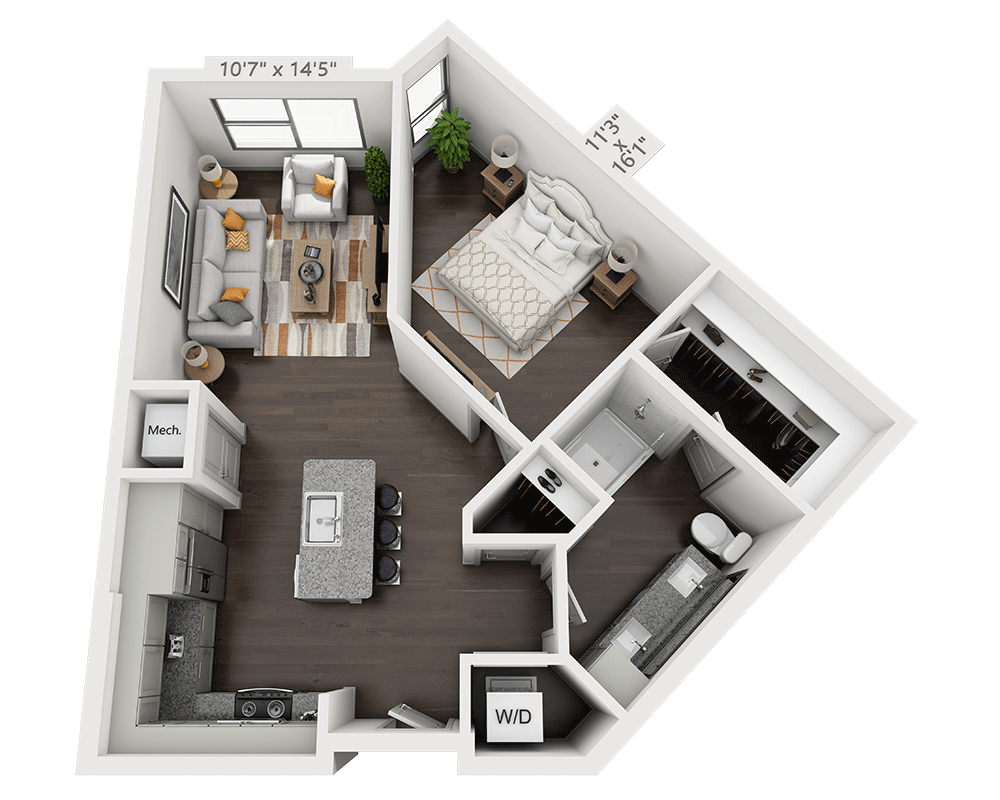 One Bedroom A1N-II floor plan