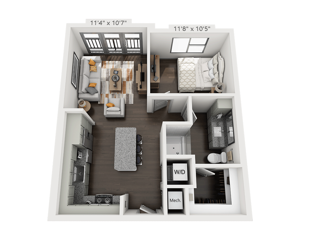 One Bedroom A1F-II floor plan