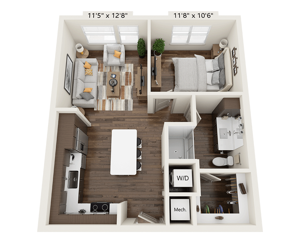 One Bedroom A1D-III floor plan