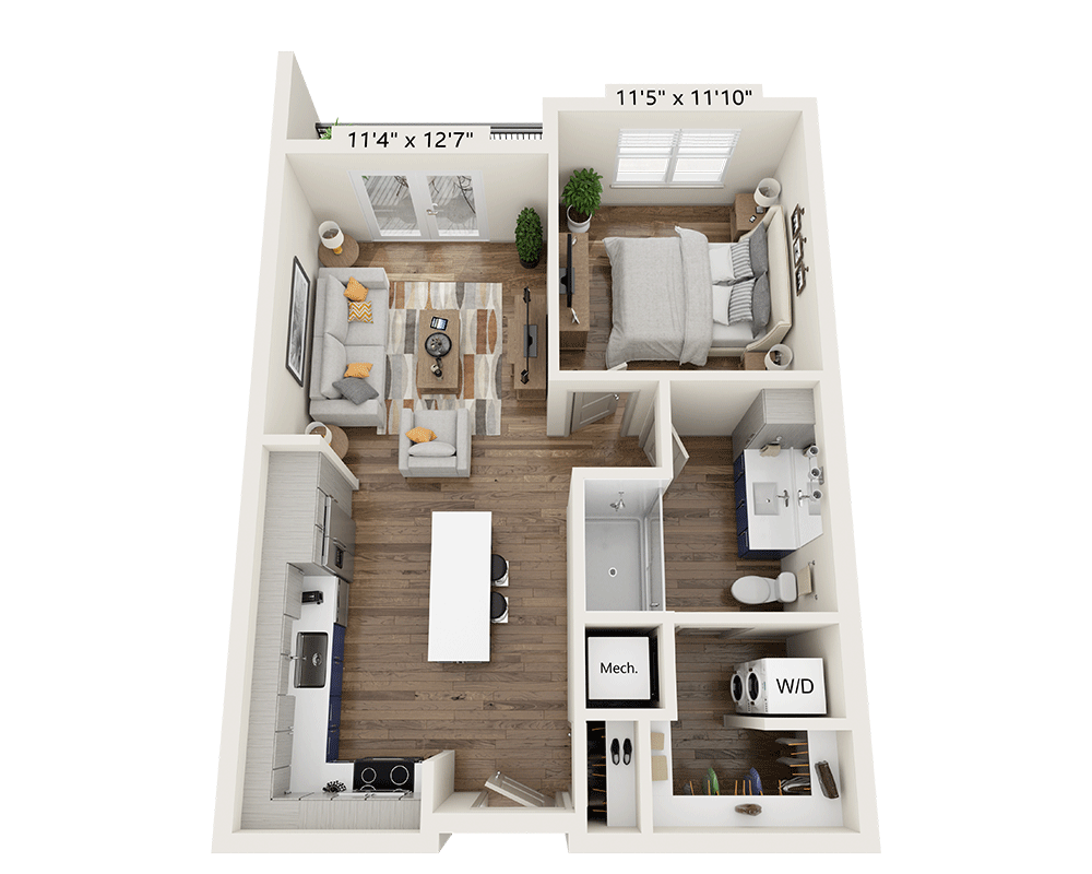 One Bedroom A1E-III floor plan