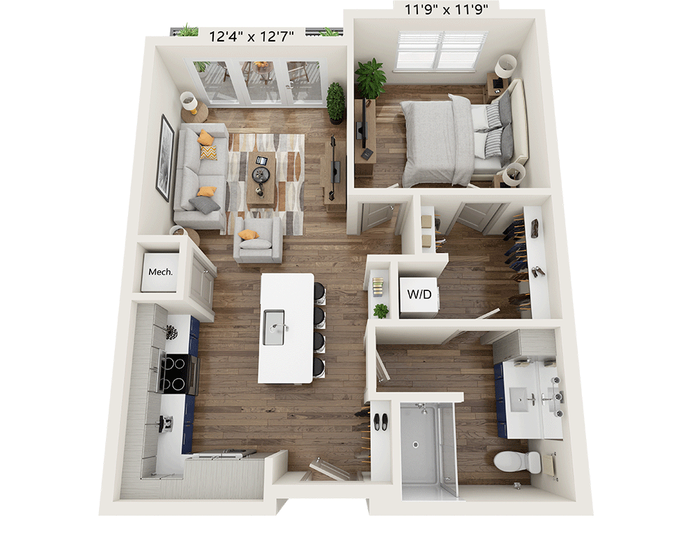 One Bedroom A1L-III floor plan
