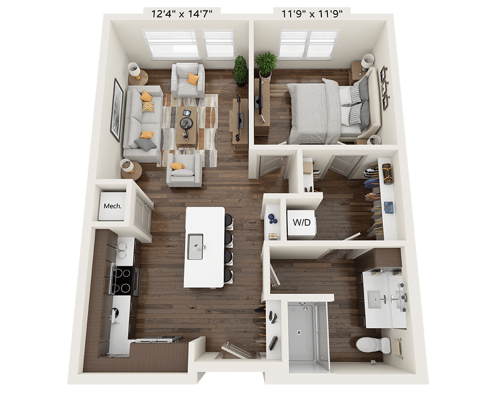 One Bedroom A1N-III floor plan