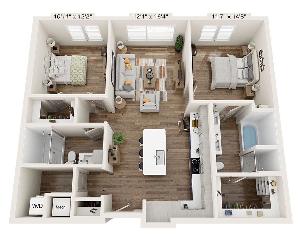 Two Bedroom B2C-III floor plan