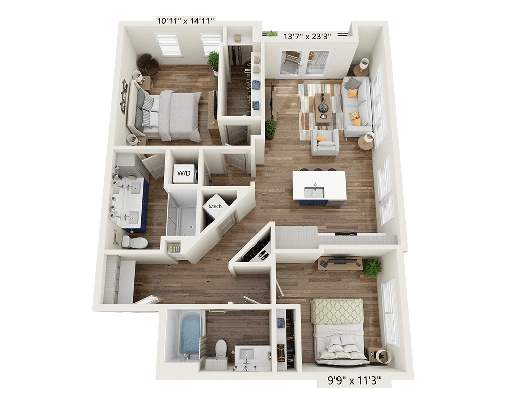 Two Bedroom B2E-III floor plan