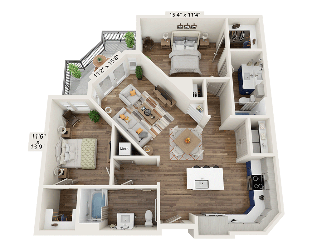 Two Bedroom B2G-III floor plan