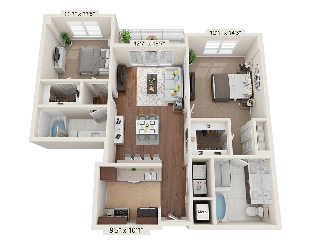 Two Bedroom B2A floor plan