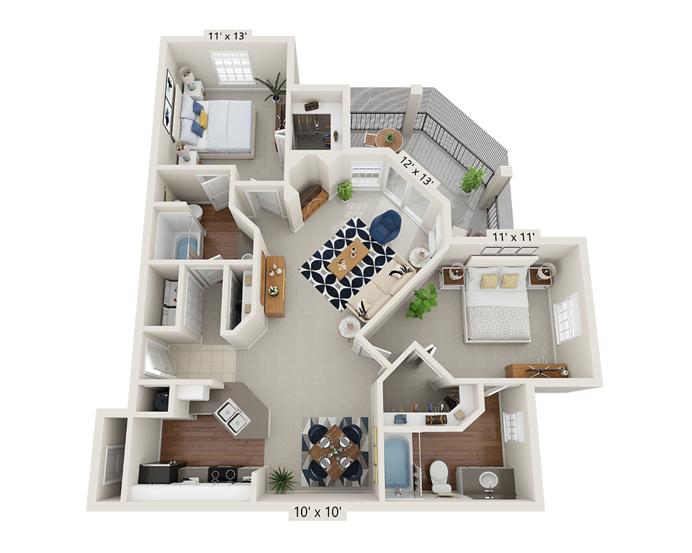 Two Bedroom B2B floor plan