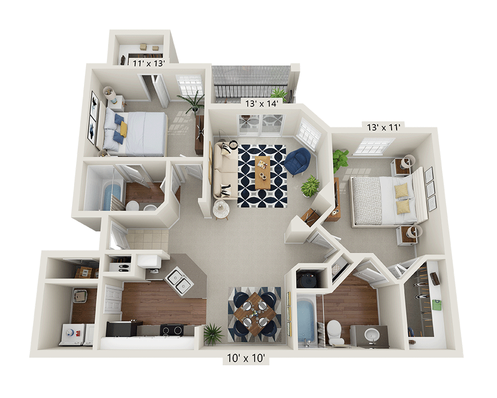Two Bedroom B2A floor plan