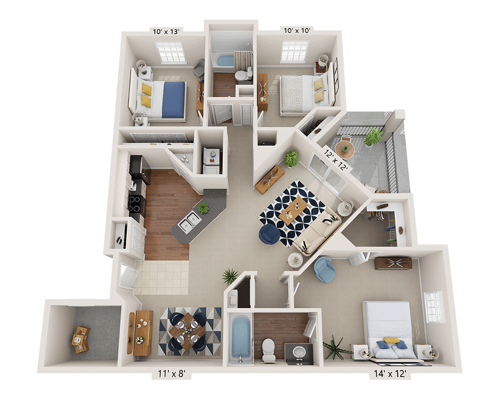 Three Bedroom C2 floor plan