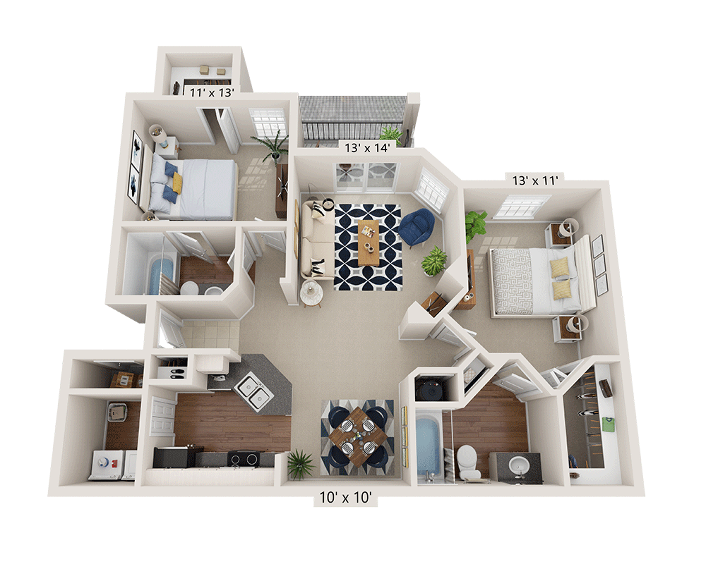 Two Bedroom B2A floor plan