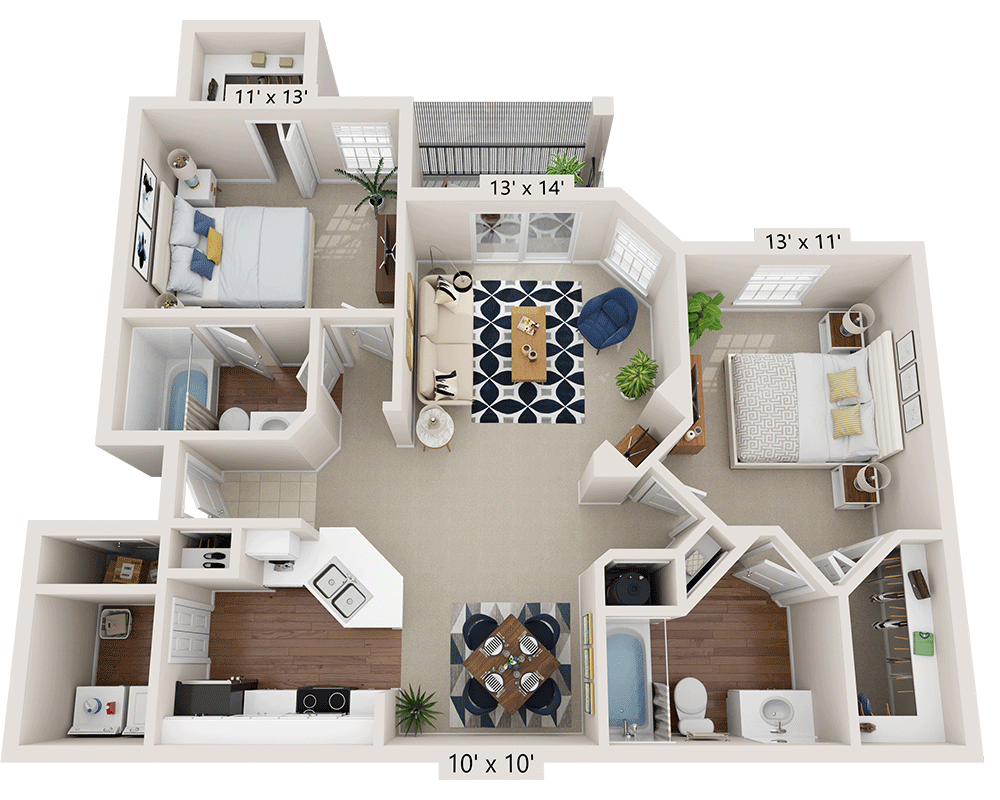 Two Bedroom B1 floor plan