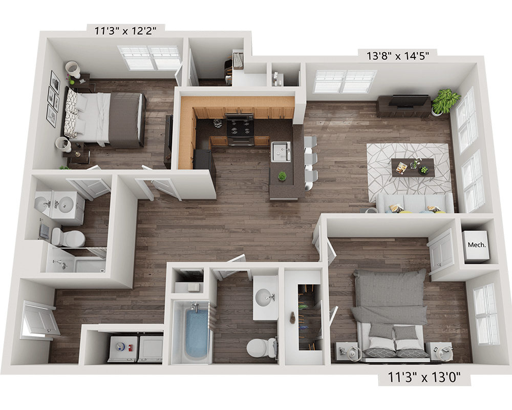 Two Bedroom B2C floor plan