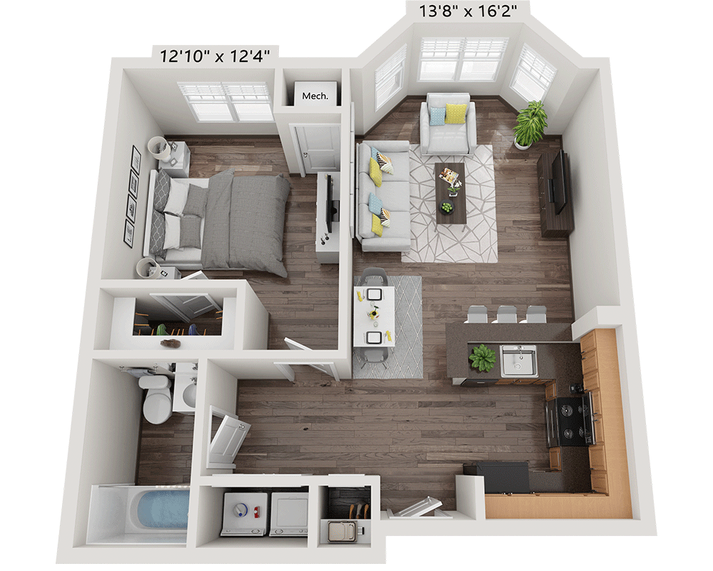 One Bedroom A1A floor plan