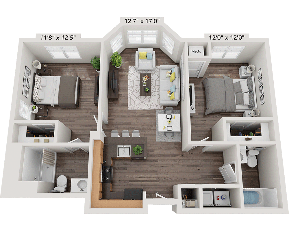 Two Bedroom B2A floor plan