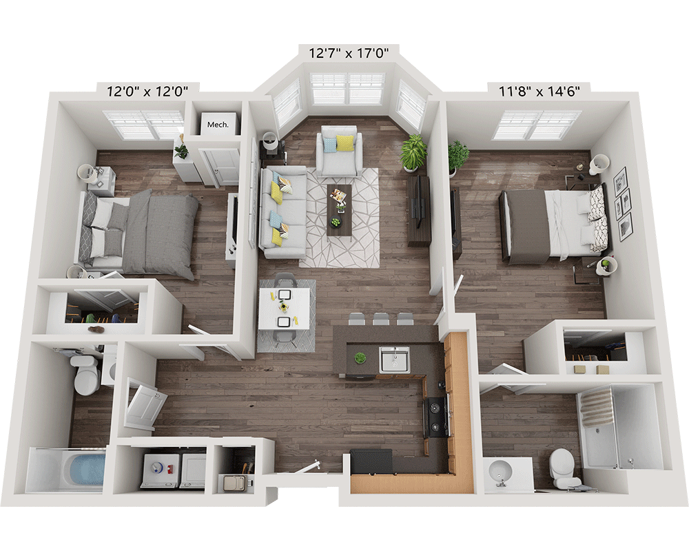 Two Bedroom B2B floor plan