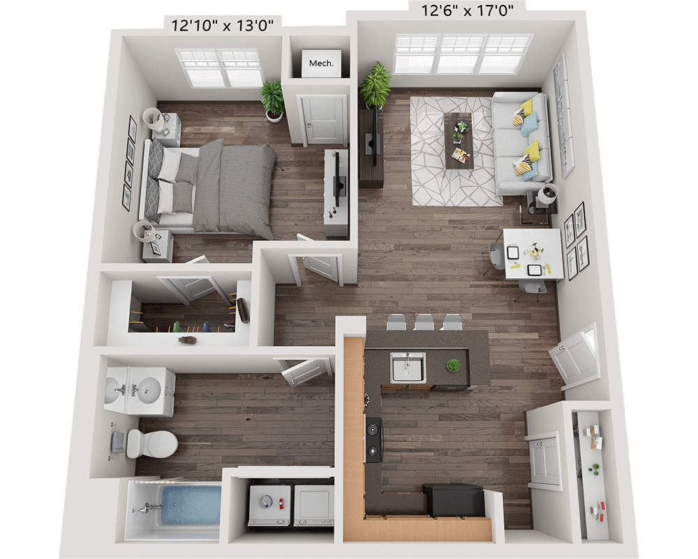 One Bedroom A1B floor plan