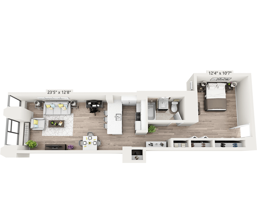 Studio w/Alcove D floor plan