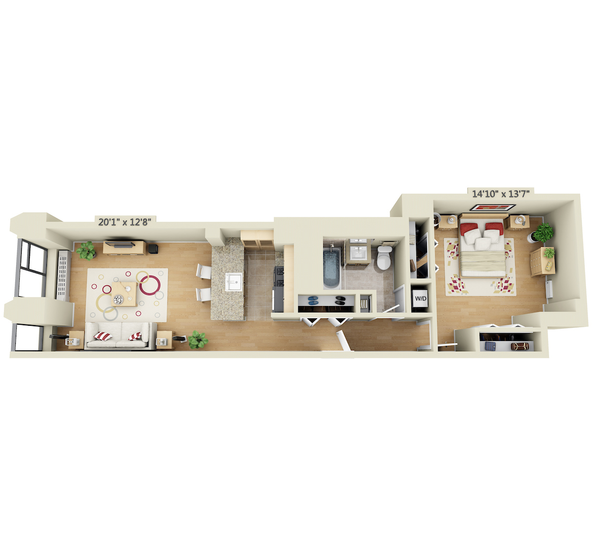 Studio w/Home Office B floor plan