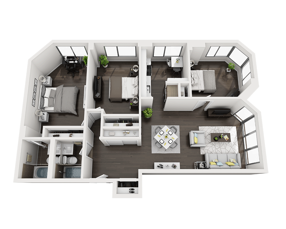 Three Bedroom C2A floor plan