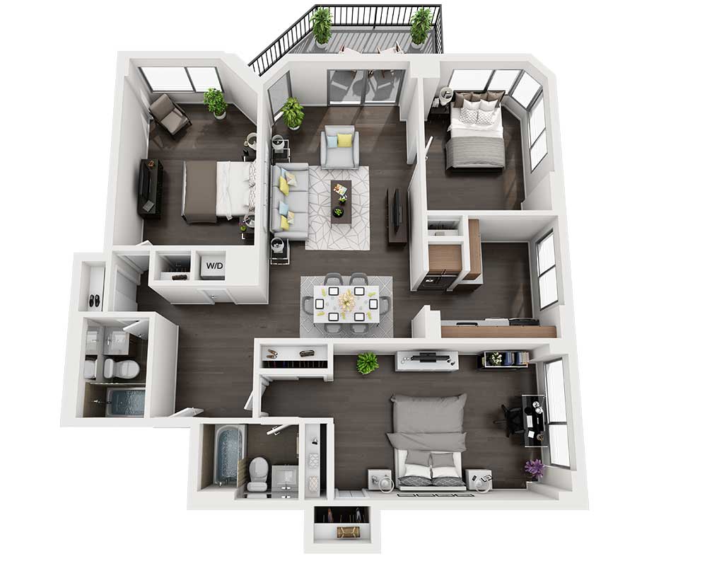 Three Bedroom C2B floor plan